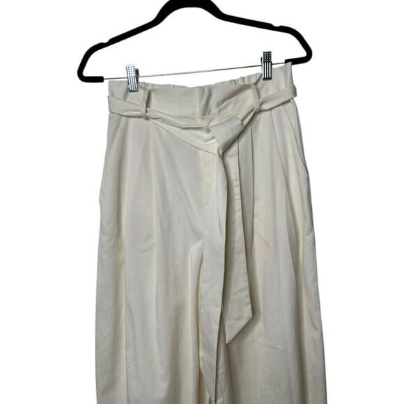 Aiifos Pauline Pants Size S High Rise Pleated Off-White Tie Waist Neutral - Picture 2 of 12